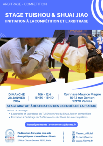 stage Tuishou Shuaijiao compétition et arbitrage